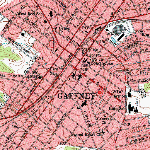Topographic Map of Limestone Presbyterian Church, SC