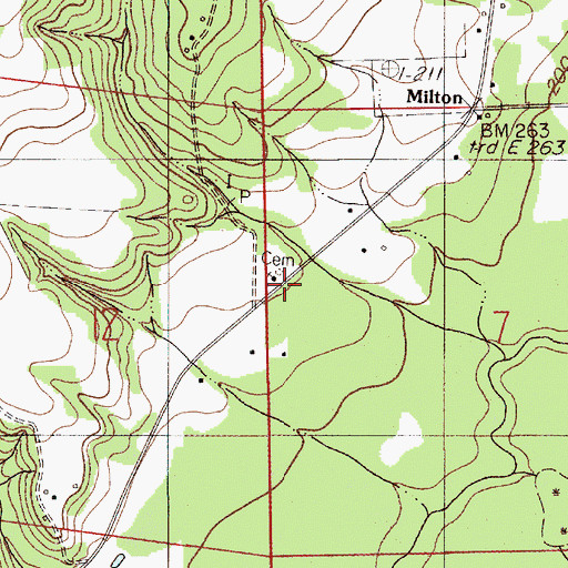 Topographic Map of Milton Baptist Church, AL