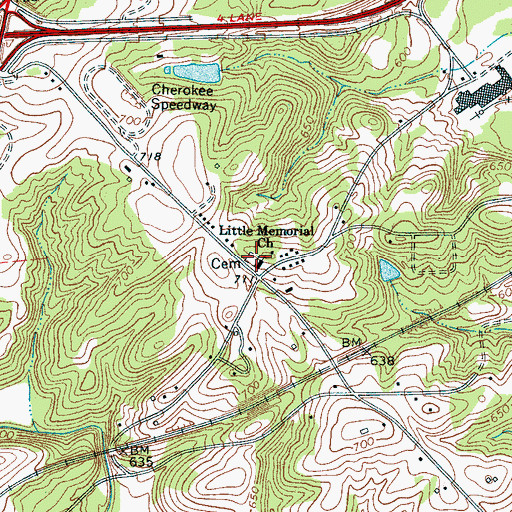 Topographic Map of Little Memorial Baptist Church Cemetery, SC