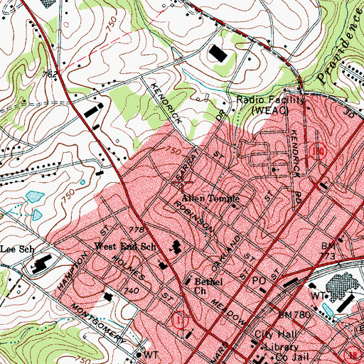 Topographic Map of Marion Avenue Church of Christ, SC