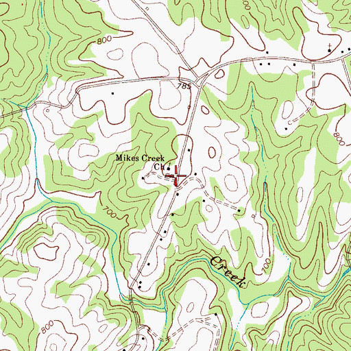 Topographic Map of Mikes Creek Cemetery, SC
