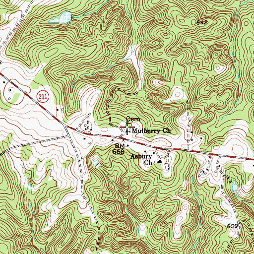 Topographic Map of Mulberry School (historical), SC