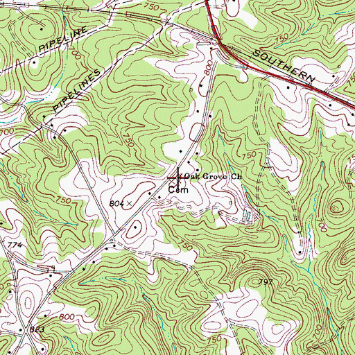 Topographic Map of Oak Grove School (historical), SC