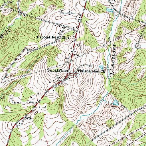 Topographic Map of Philadelphia School (historical), SC