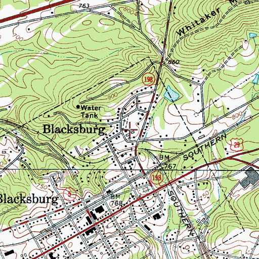 Topographic Map of Pine Grove Baptist Church, SC