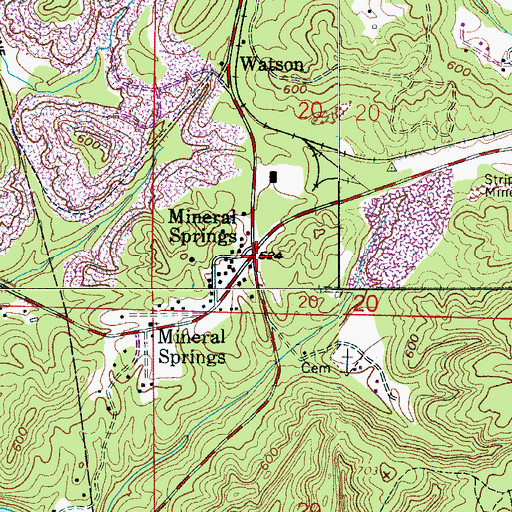 Topographic Map of Mineral Springs, AL