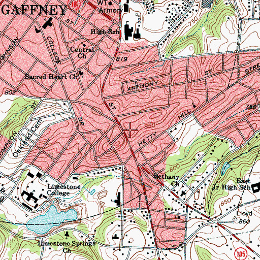 Topographic Map of South Hills Shopping Center, SC