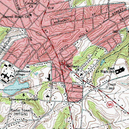 Topographic Map of Southway Shopping Center, SC