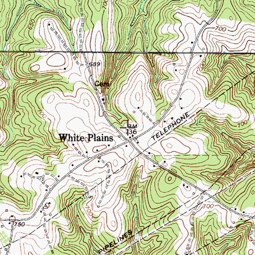 Topographic Map of White Plains Baptist Church of Christ, SC