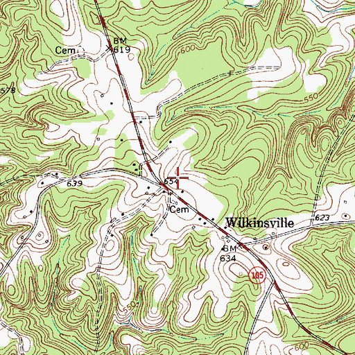Topographic Map of Wilkinsville School (historical), SC