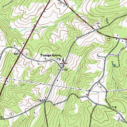 Topographic Map of Youngs Grove Cemetery, SC