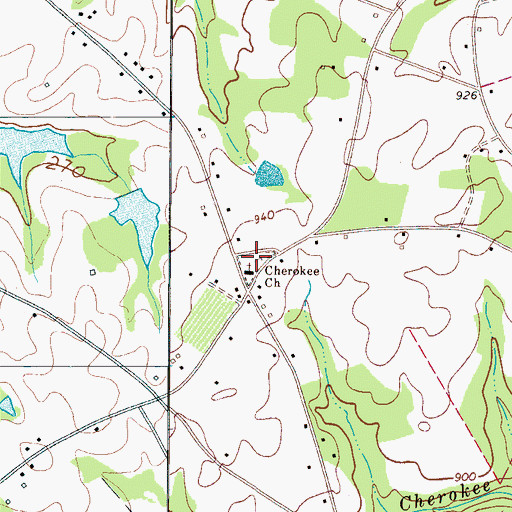 Topographic Map of Cherokee Creek Baptist Church Graveyard, SC