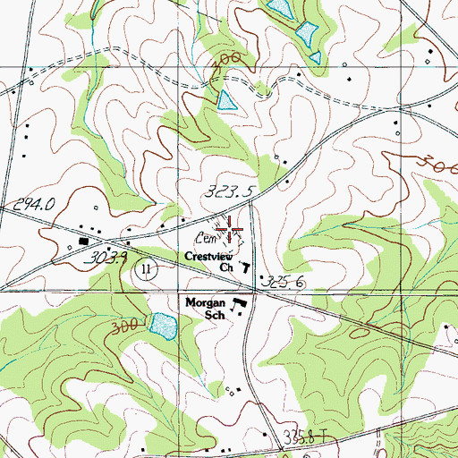 Topographic Map of Crestview Cemetery, SC
