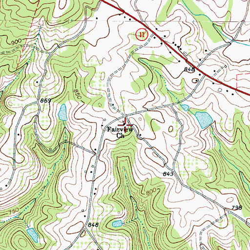 Topographic Map of Fairview Baptist Church Graveyard, SC