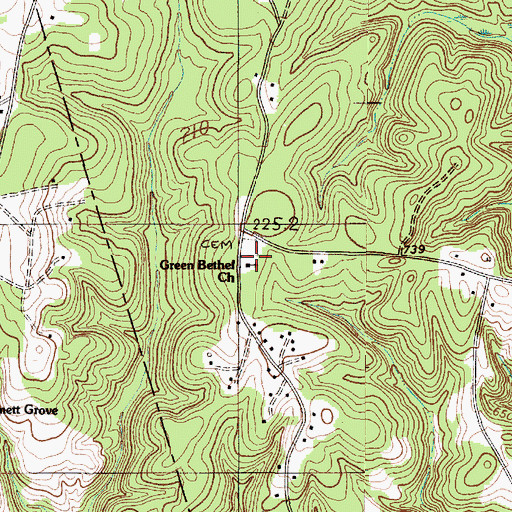 Topographic Map of Green Bethel Baptist Church Cemetery, SC