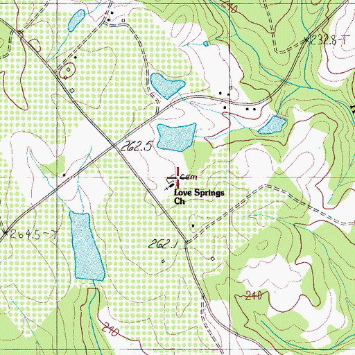 Topographic Map of Love Springs Baptist Church Cemetery, SC