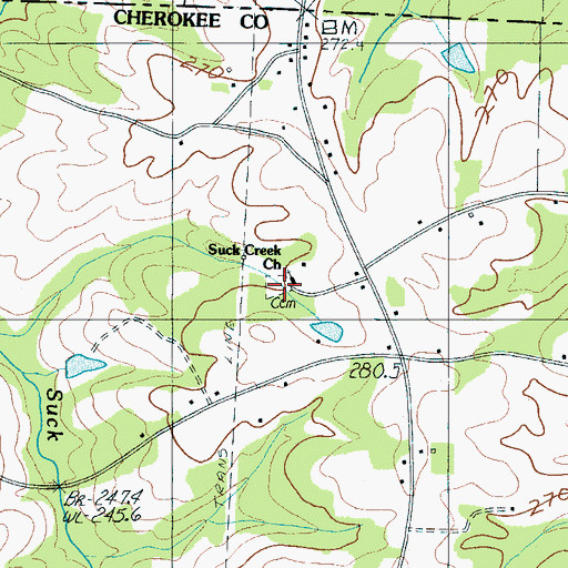 Topographic Map of Suck Creek Cemetery, SC