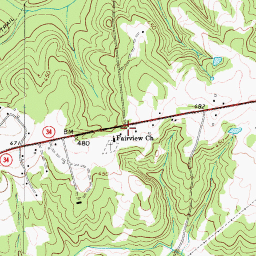 Topographic Map of Fairview School (historical), SC