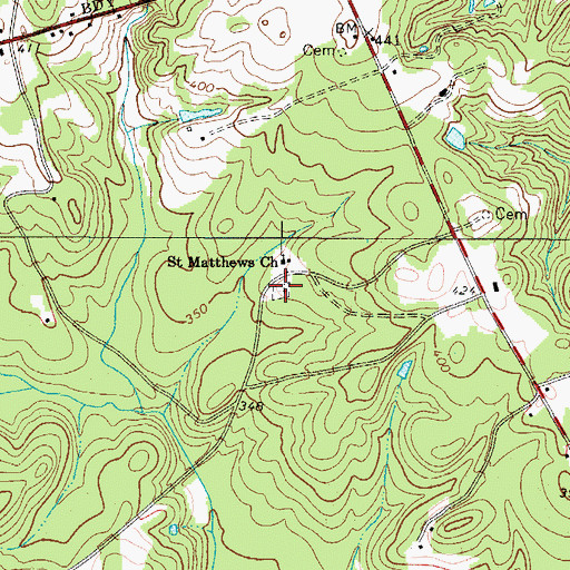 Topographic Map of Saint Matthews Cemetery, SC
