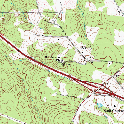 Topographic Map of Mount Hebron Cemetery, SC