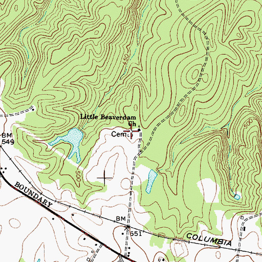 Topographic Map of Little Beaver Dam Cemetery, SC