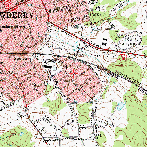 Topographic Map of Mollohon Mill (historical), SC