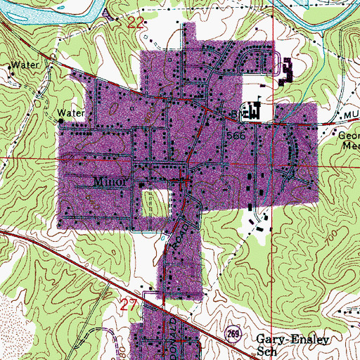 Topographic Map of Minor, AL
