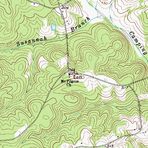 Topographic Map of Mount Pilgrim Cemetery, SC