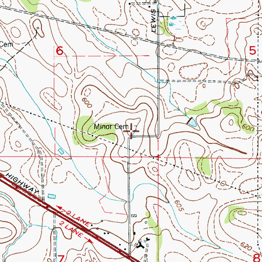 Topographic Map of Minor Cemetery, AL