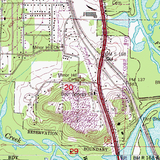 Topographic Map of Minor Hill Cemetery, AL