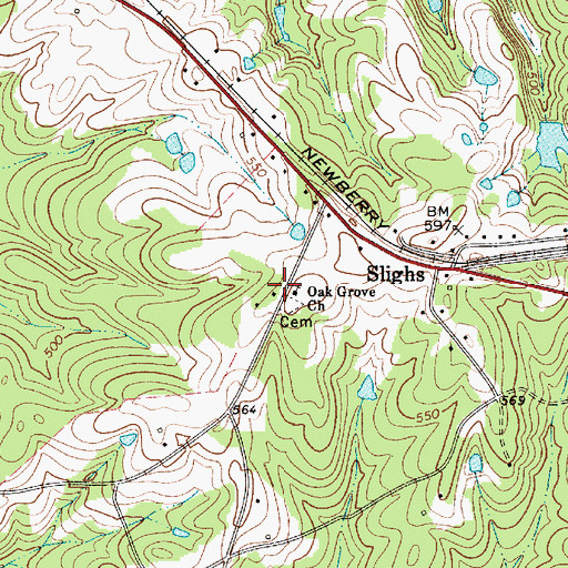 Topographic Map of Oak Grove School (historical), SC