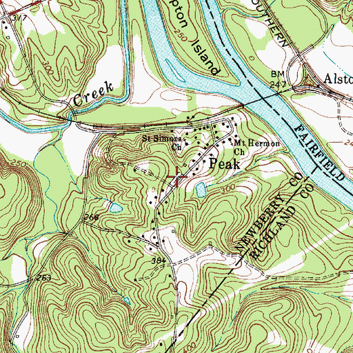 Topographic Map of Peak Cemetery, SC