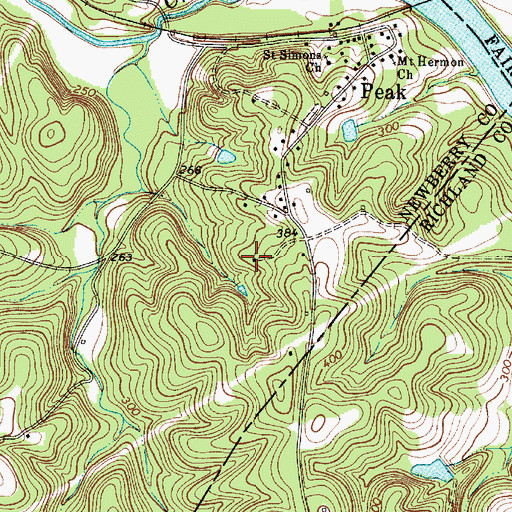 Topographic Map of Peak School (historical), SC