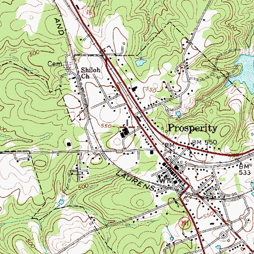 Topographic Map of Prosperity High School (historical), SC