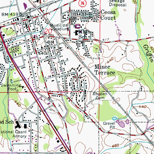 Topographic Map of Minor Terrace, AL