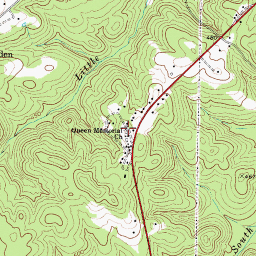 Topographic Map of Queens Cemetery, SC