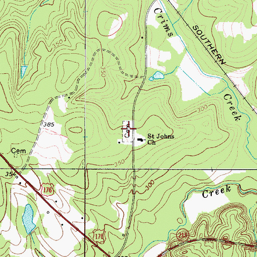 Topographic Map of Saint Johns Cemetery, SC