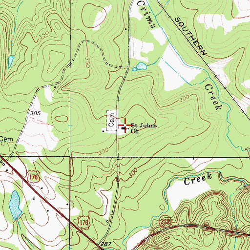 Topographic Map of Saint Johns School (historical), SC