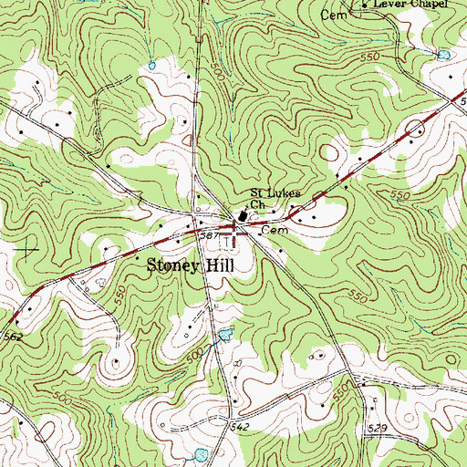 Topographic Map of Saint Lukes Cemetery, SC