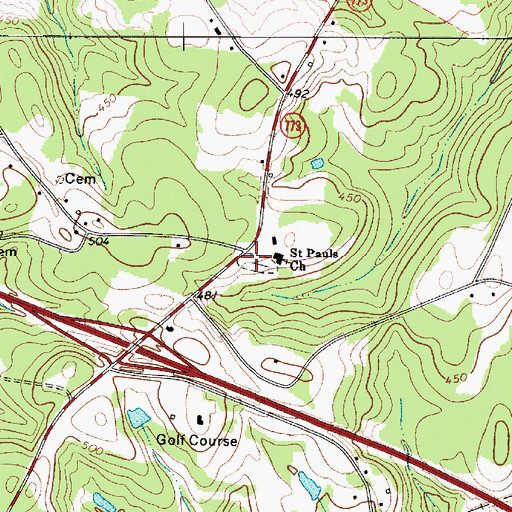 Topographic Map of Saint Pauls Cemetery, SC