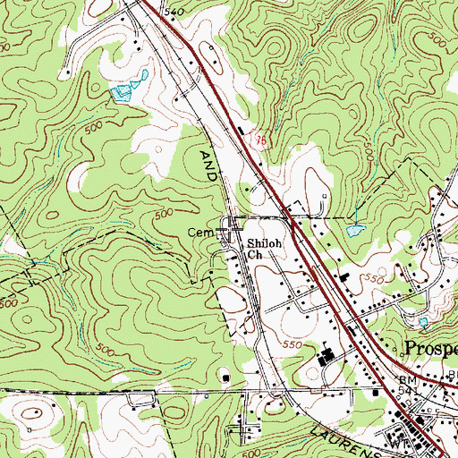 Topographic Map of Shiloh Cemetery, SC