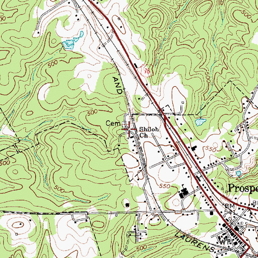 Topographic Map of Shiloh School (historical), SC