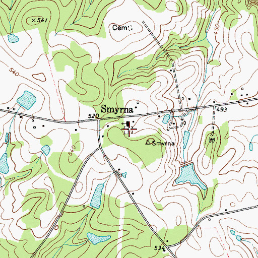 Topographic Map of Smyrna Cemetery, SC