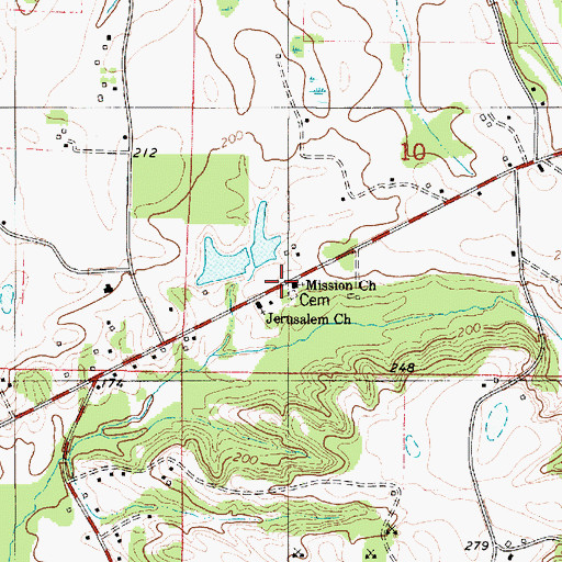 Topographic Map of Mission Church, AL
