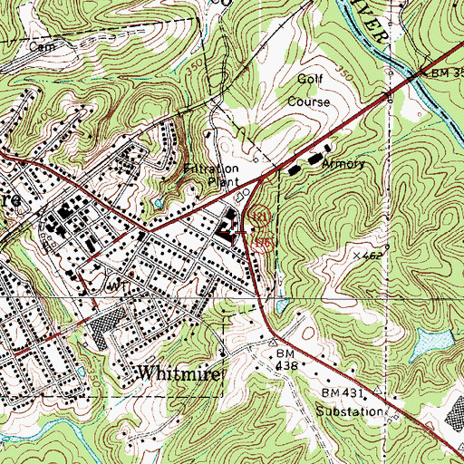 Topographic Map of Whitmire High School, SC