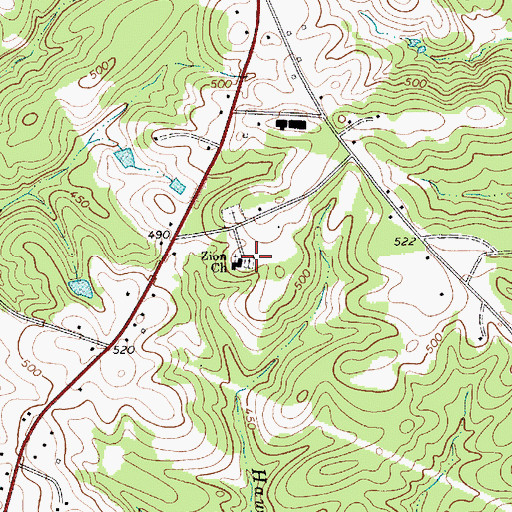 Topographic Map of Zion Cemetery, SC
