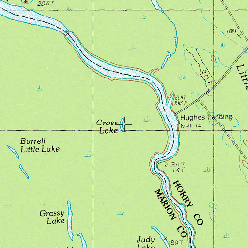Topographic Map of Cross Lake, SC