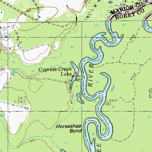 Topographic Map of Cypress Creek Lake, SC