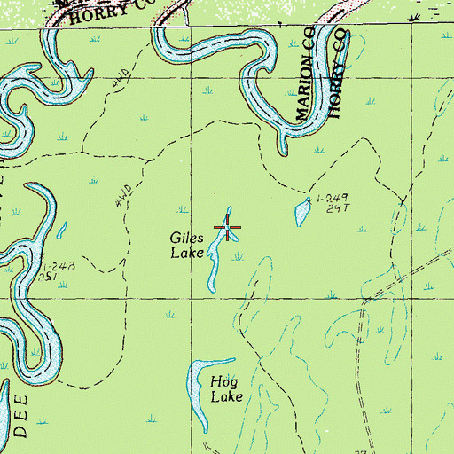 Topographic Map of Giles Lake, SC