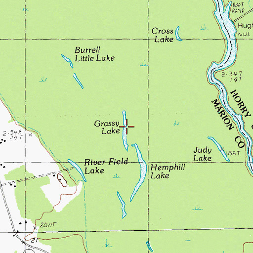 Topographic Map of Grassy Lake, SC